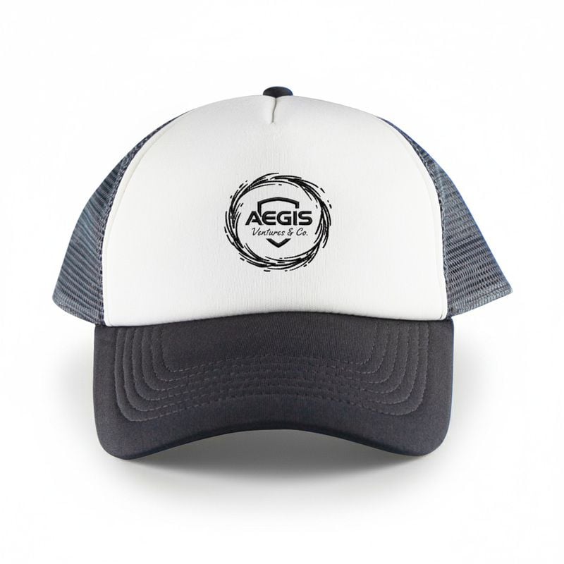White Front 5 Panel Trucker Mesh Cap